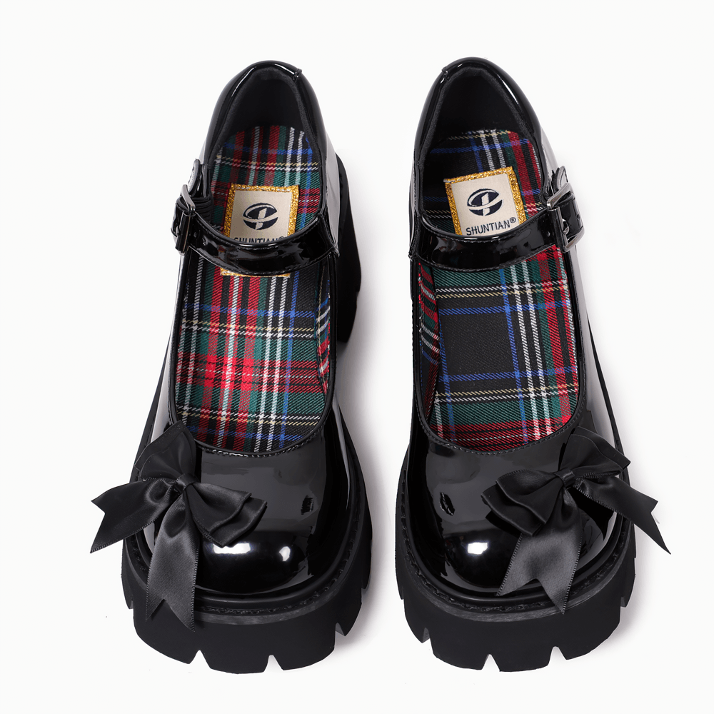 Lolita Patent Mary Jane Shoes with Bow and Heels