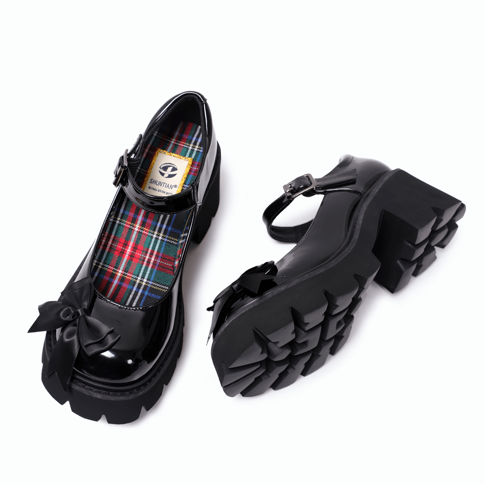 Lolita Patent Mary Jane Shoes with Bow and Heels