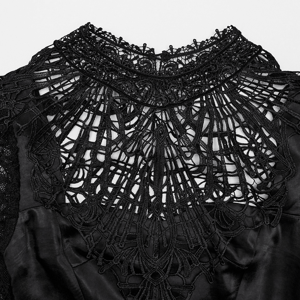 UK SALE of Long Gothic Dress with Lace Sleeves and Drawstring Back