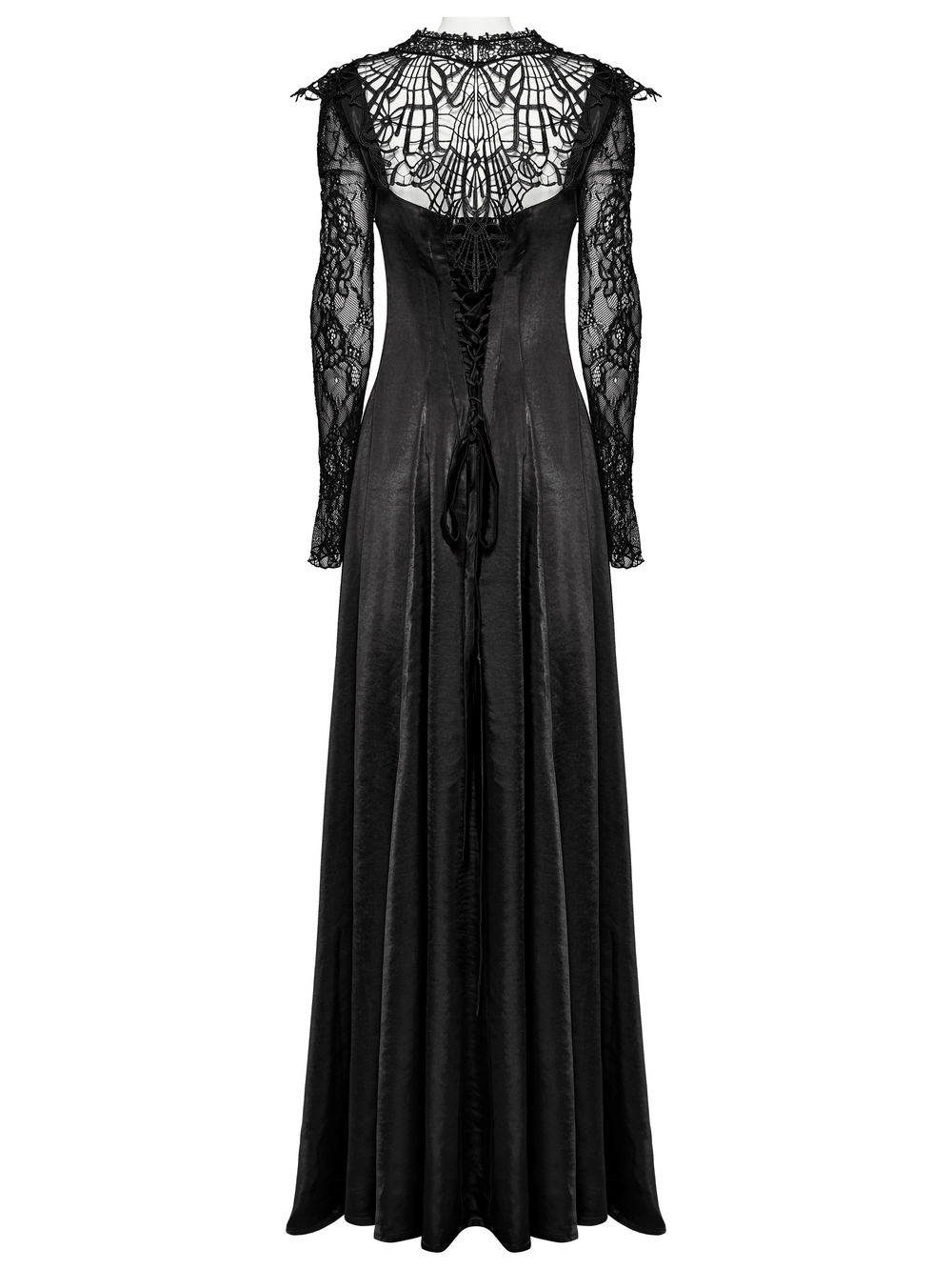 UK SALE of Long Gothic Dress with Lace Sleeves and Drawstring Back