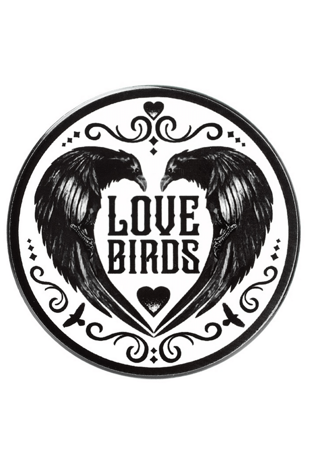 Love Birds Coaster with Gothic Raven Heart Design