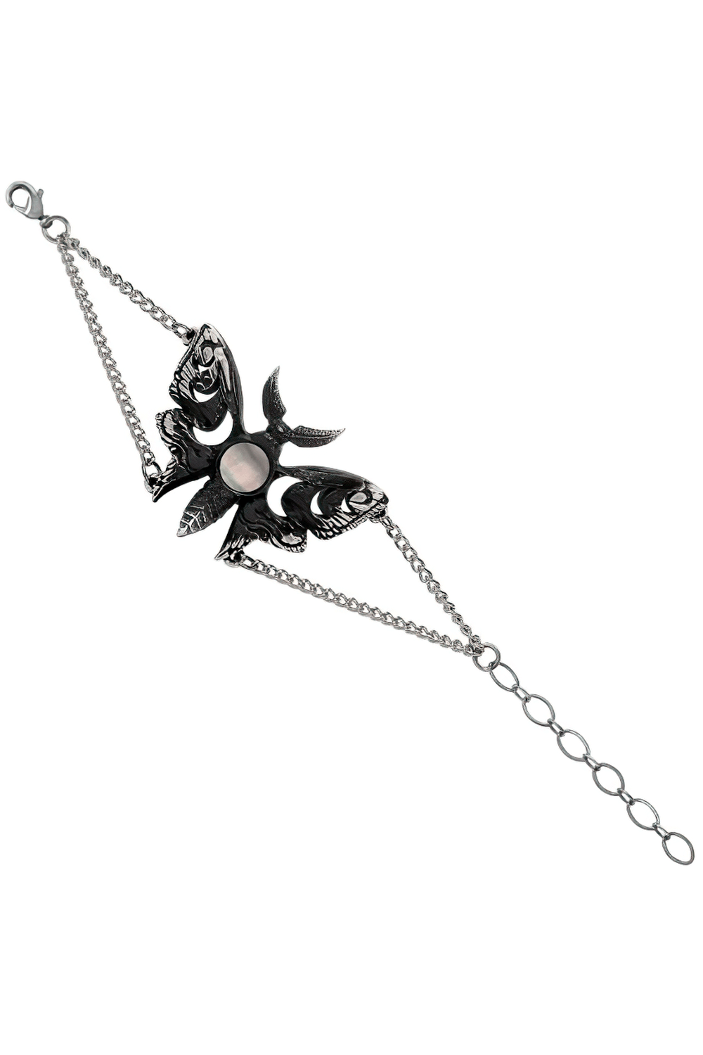 Lunar Moth Bracelet with Mother of Pearl and Moon Phases