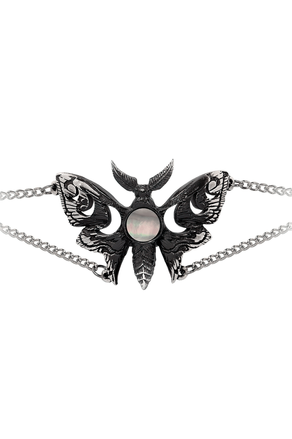 Lunar Moth Bracelet with Mother of Pearl and Moon Phases
