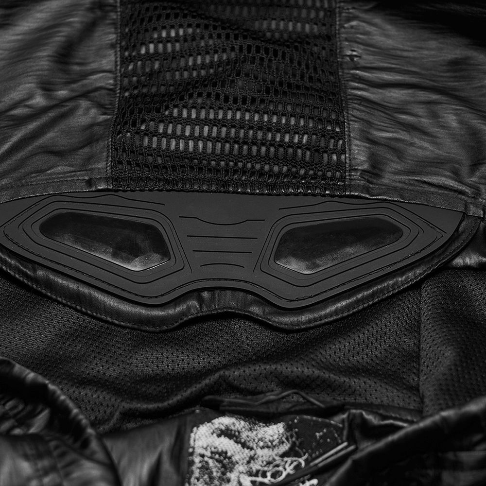 Male Black Cyberpunk Hooded Waterproof Mesh Jacket