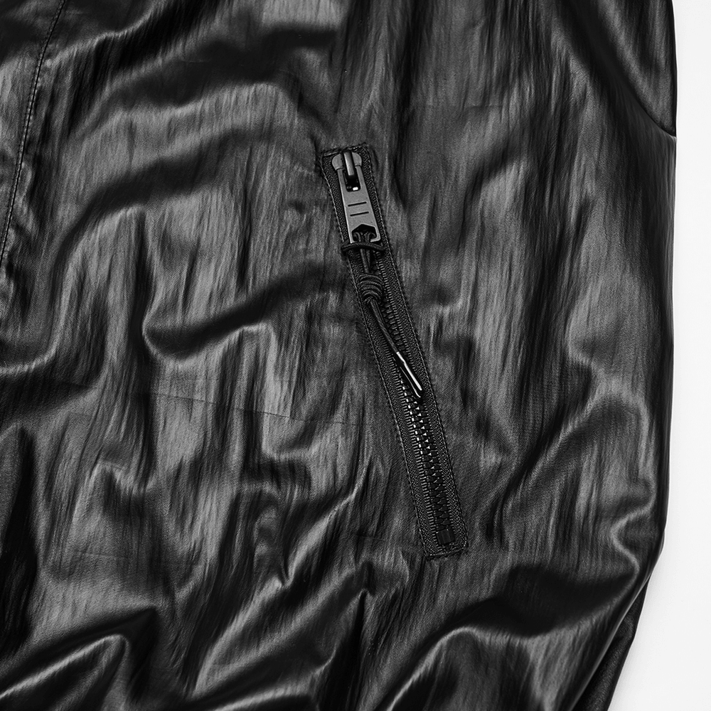 Male Black Cyberpunk Hooded Waterproof Mesh Jacket