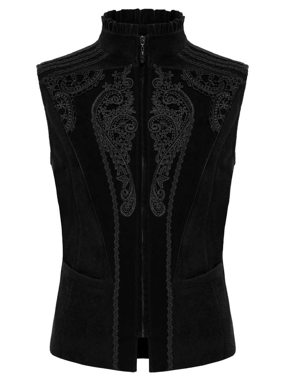 Male Court Waistcoat with Embroidered Lace Details