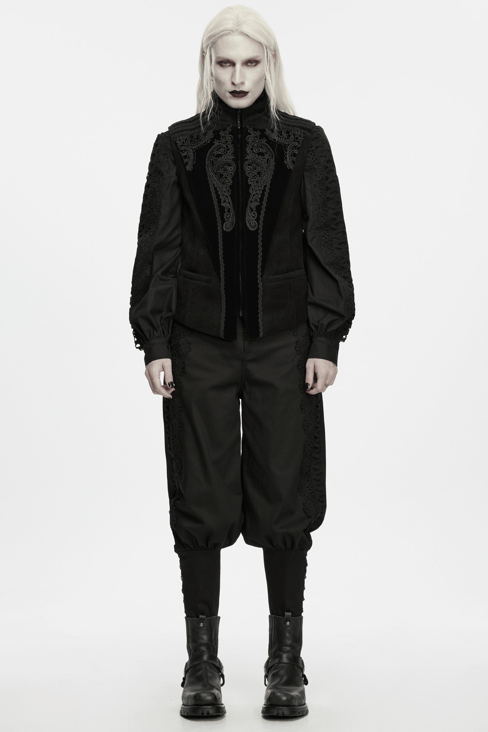 Male Court Waistcoat with Embroidered Lace Details