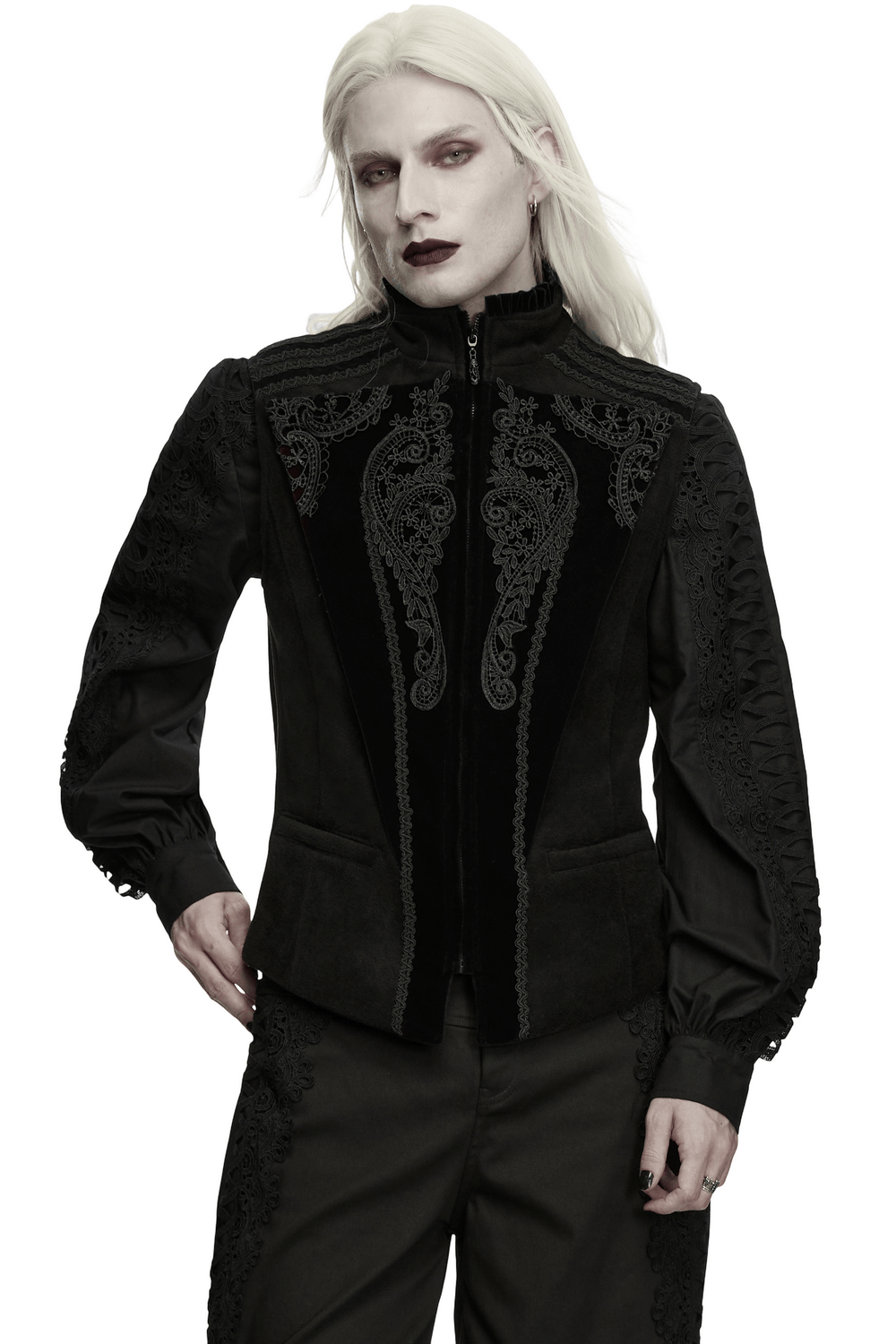 Male Court Waistcoat with Embroidered Lace Details