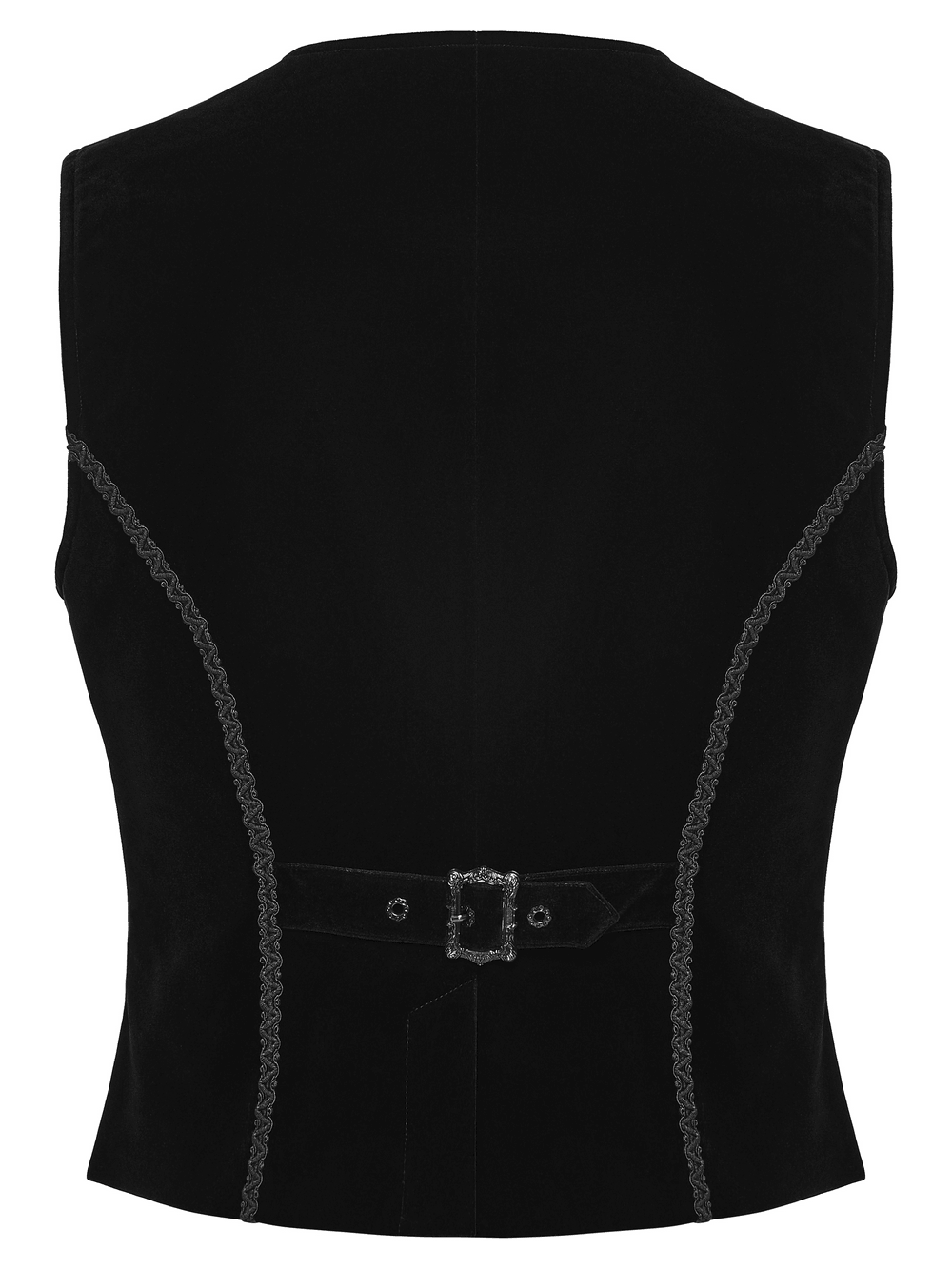Male Gothic Black Velvet Embroidered Waistcoat with Brooch