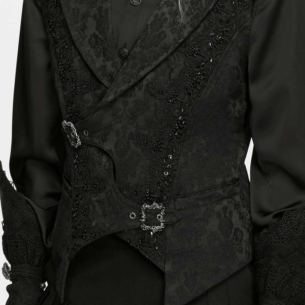 Male Jacquard Waistcoat with Ornate Buckle Fastening