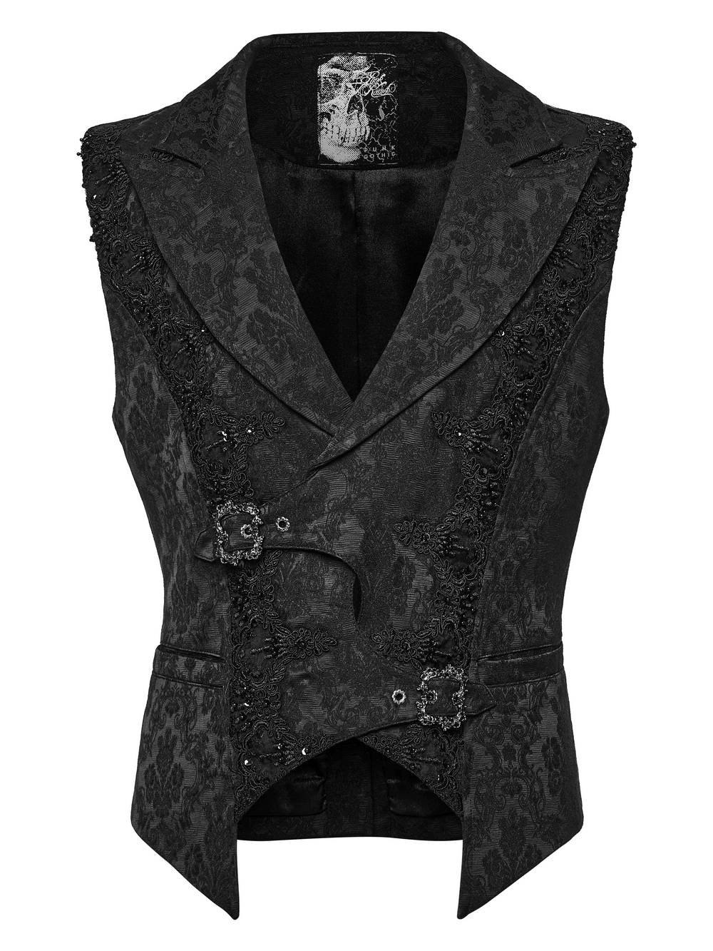 Male Jacquard Waistcoat with Ornate Buckle Fastening