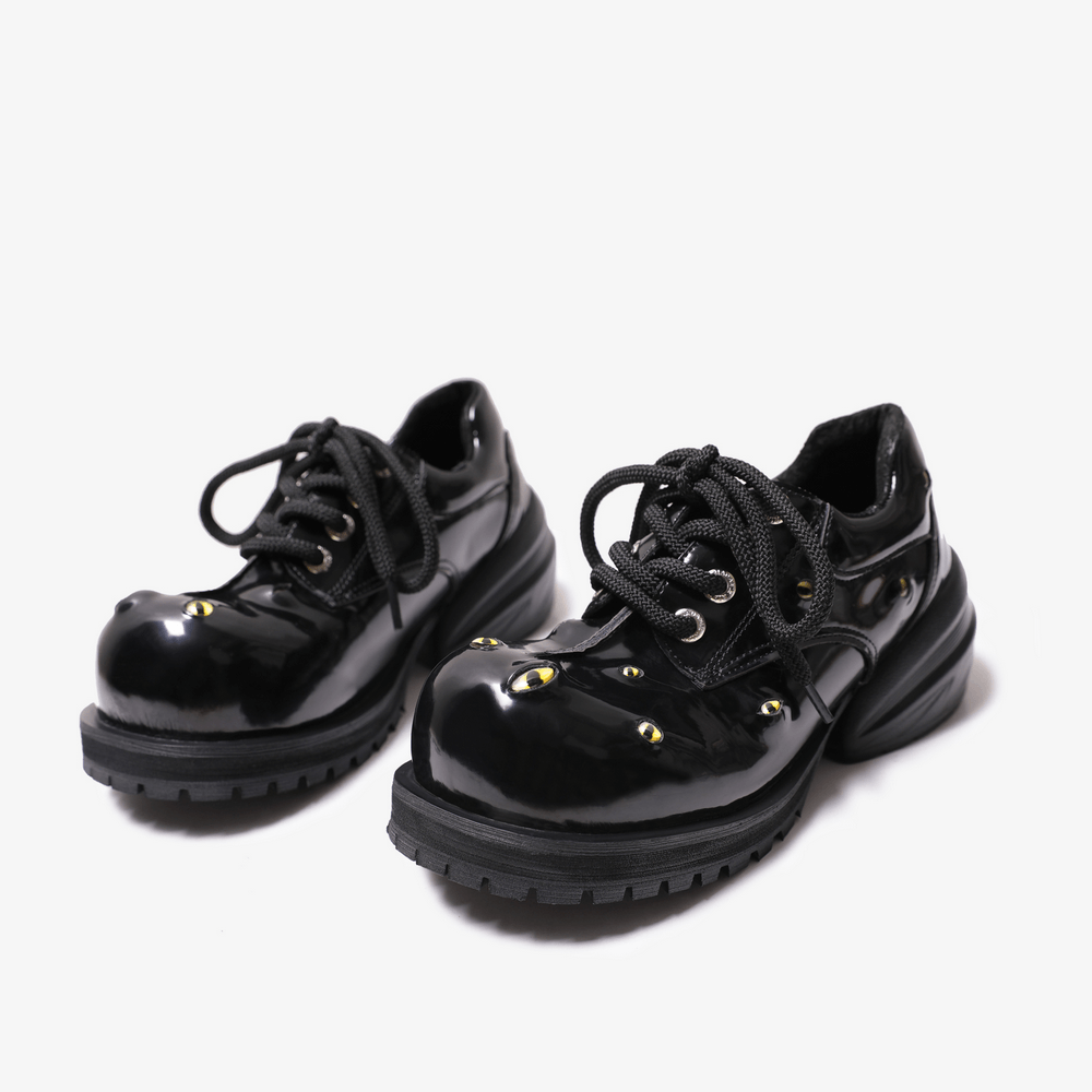 Male Patent Cat Eye Chunky Platform Derby Shoes
