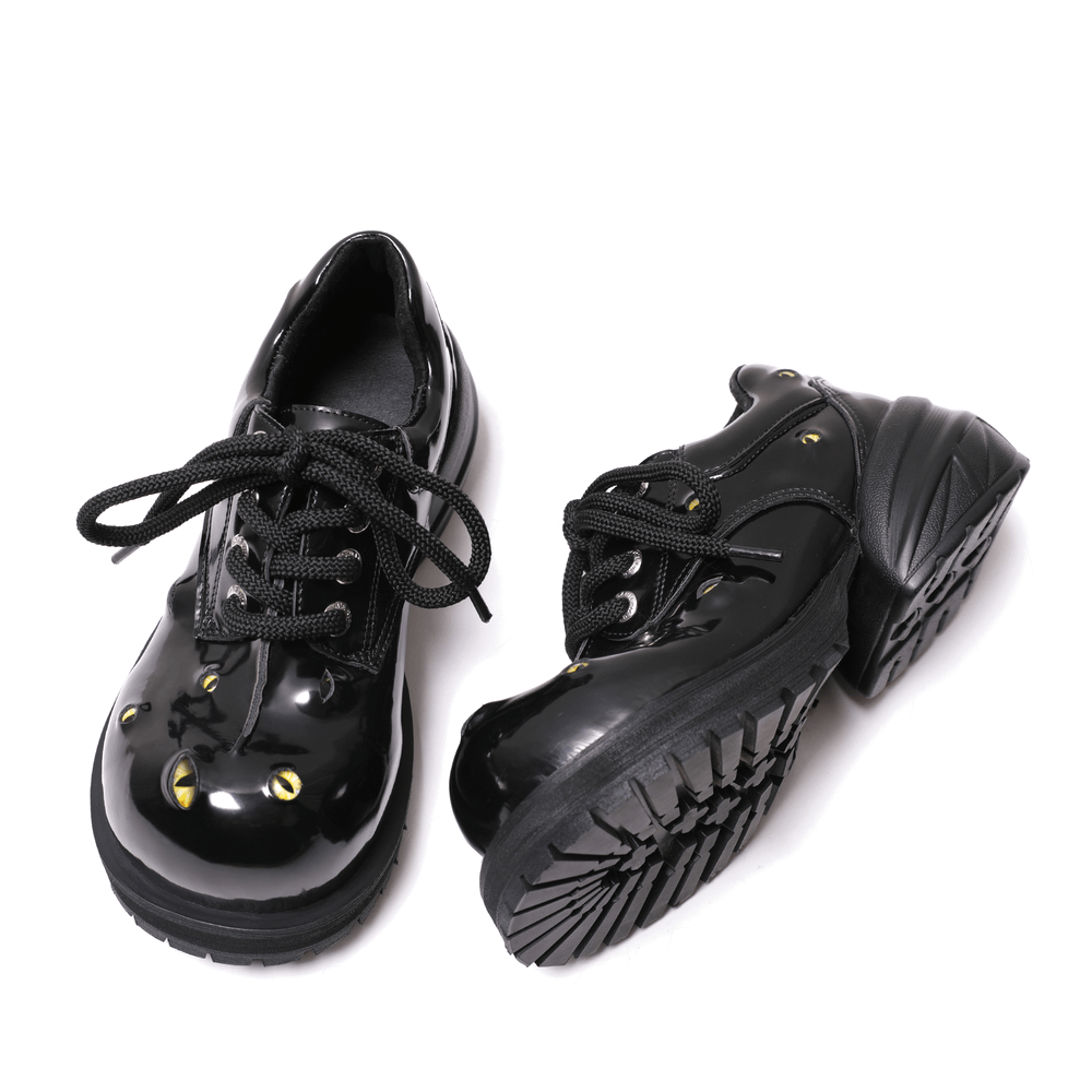 Male Patent Cat Eye Chunky Platform Derby Shoes