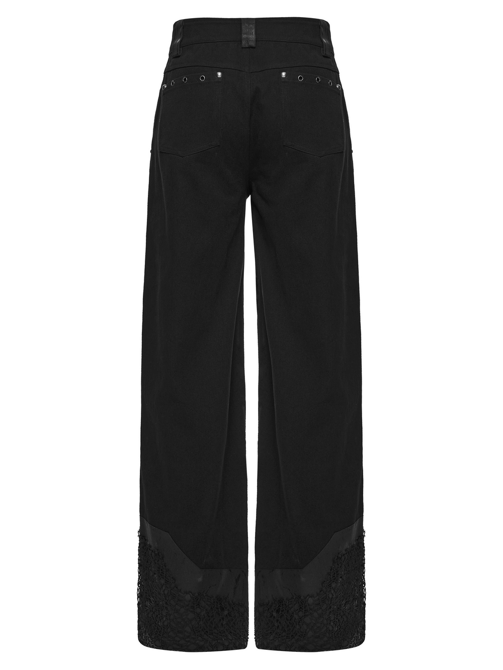 Male Punk Black Pants with Studs and Buckle Straps