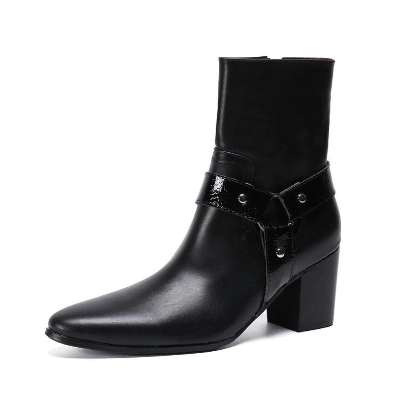 US SALE of Real Leather Ankle Boots / Fashion High Heels Pointed Toe Zip Short Footwear