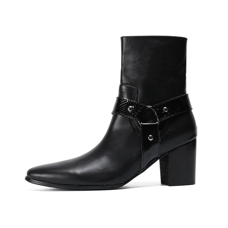 US SALE of Real Leather Ankle Boots / Fashion High Heels Pointed Toe Zip Short Footwear