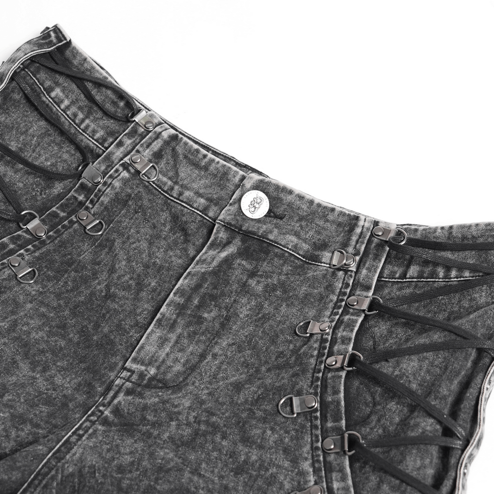 Male Ripped Legs Pants with Chain and Stud Details