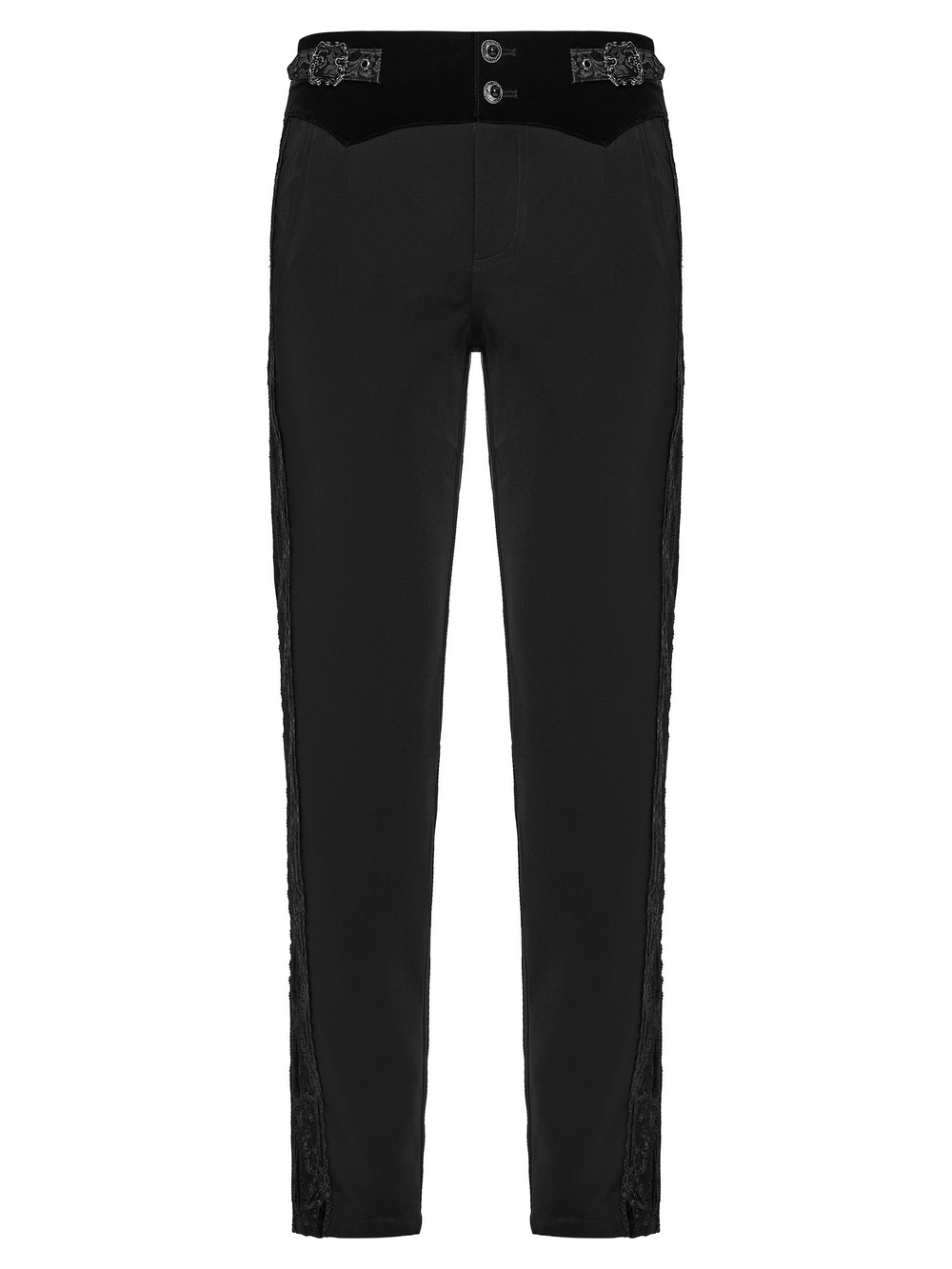 Male Velvet Trim Tailored Trousers with Lace Side Panels