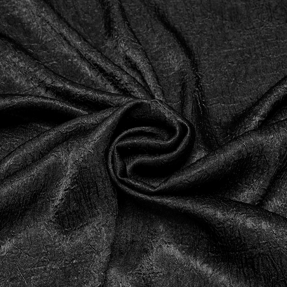 Male Victorian Black Shirt with Lace and Engraved Buttons