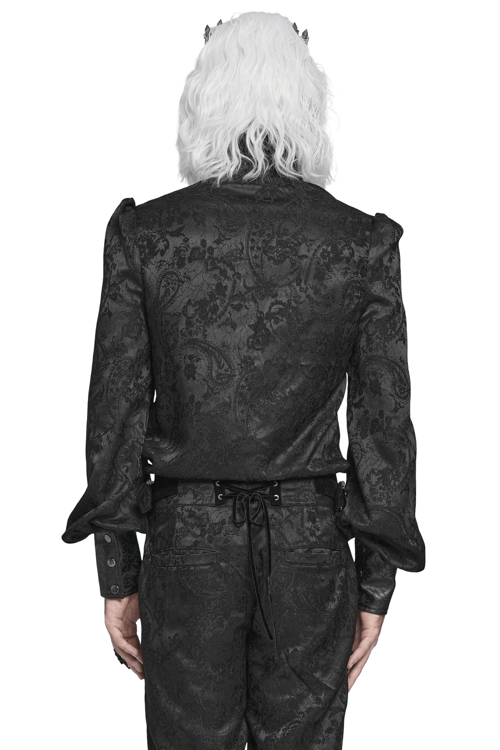 Male Victorian Shirt with Brocade and Leather Trim