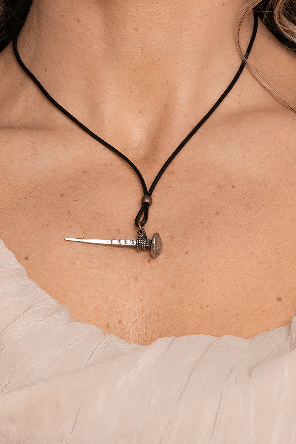 Medieval Nail Talisman Necklace with Norse Bind Rune