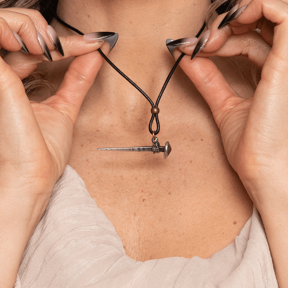 Medieval Nail Talisman Necklace with Norse Bind Rune