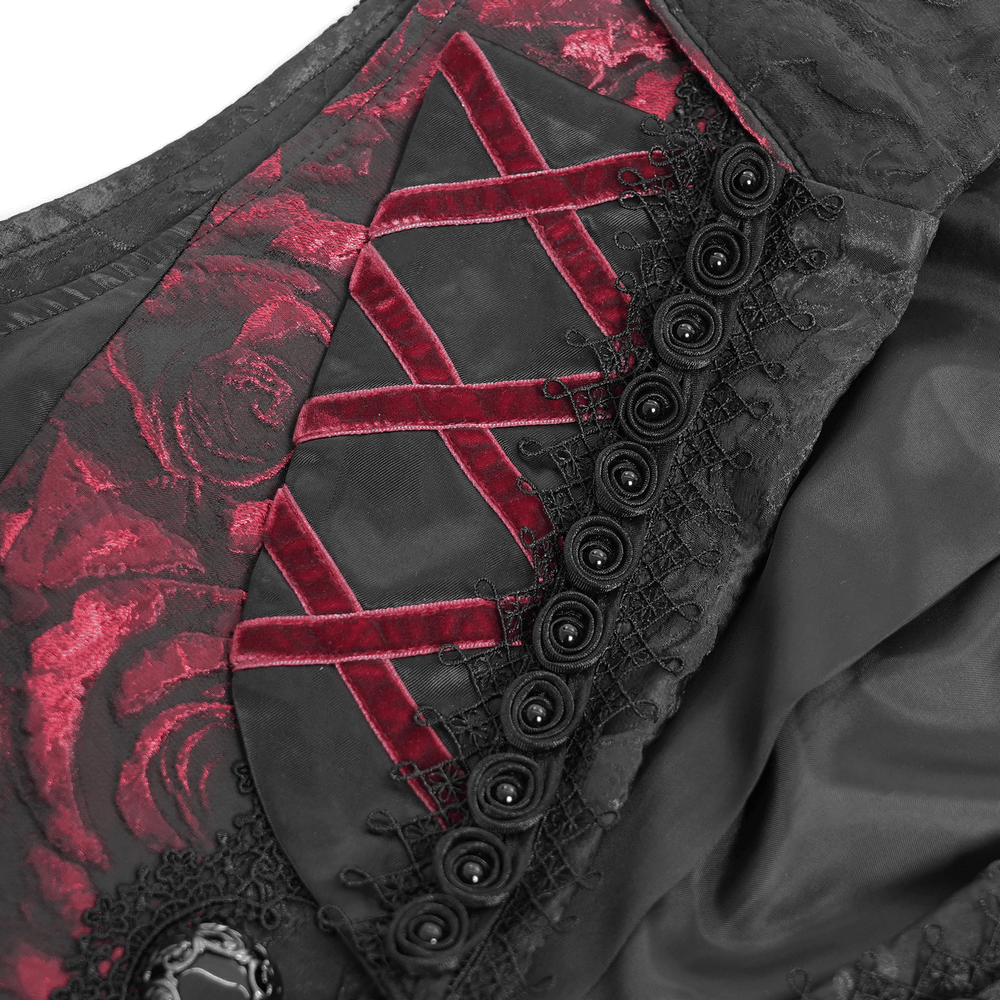US SALE of Men's Gothic Brocade Tailcoat Vest with Cross Detail