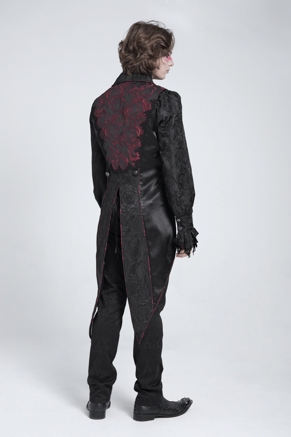 US SALE of Men's Gothic Brocade Tailcoat Vest with Cross Detail