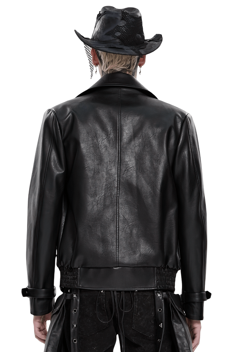 Men's Black Gothic Punk Biker Jacket with Spikes