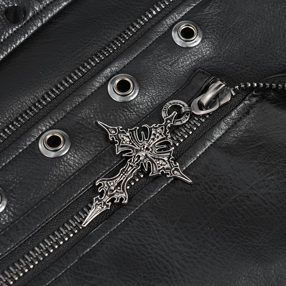 Men's Black Gothic Punk Biker Jacket with Spikes