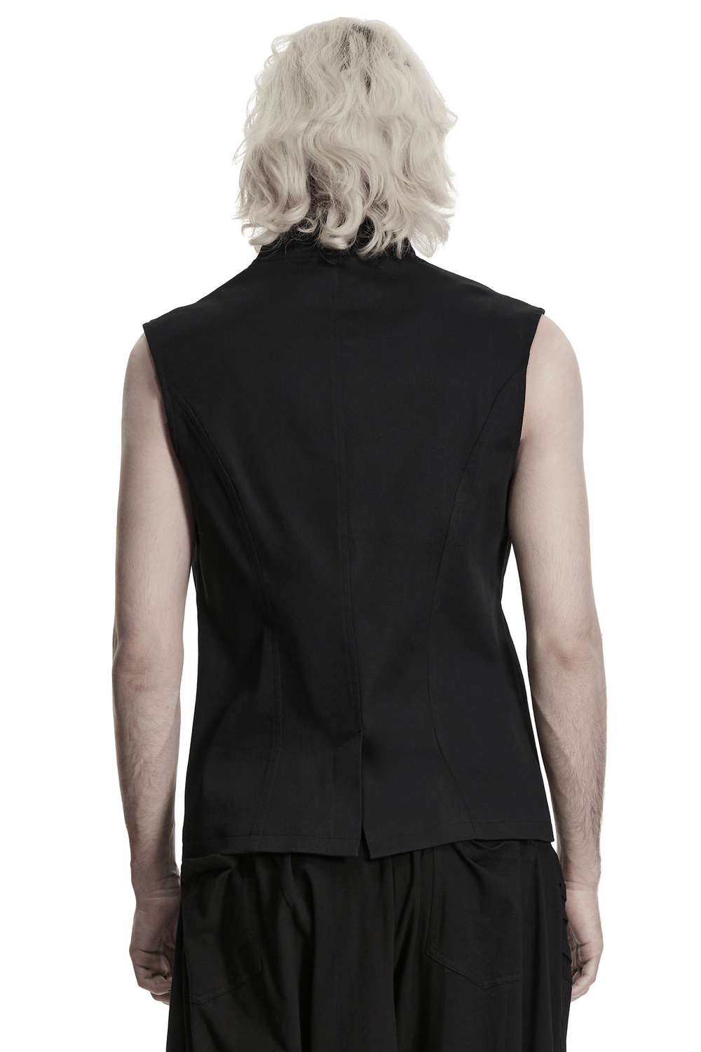 Men's Black Industrial Punk Vest with Rivet Detail