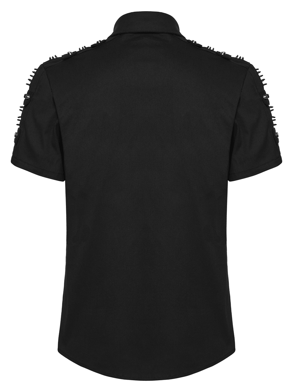 Men's Black Punk Button Shirt with Shoulder Studs