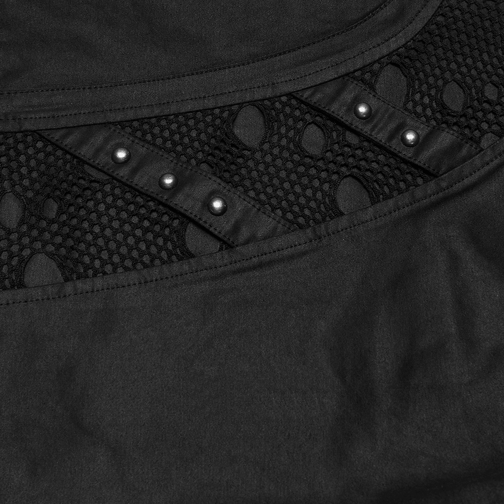 Men's Black Punk Mesh Panel Shorts with Studs