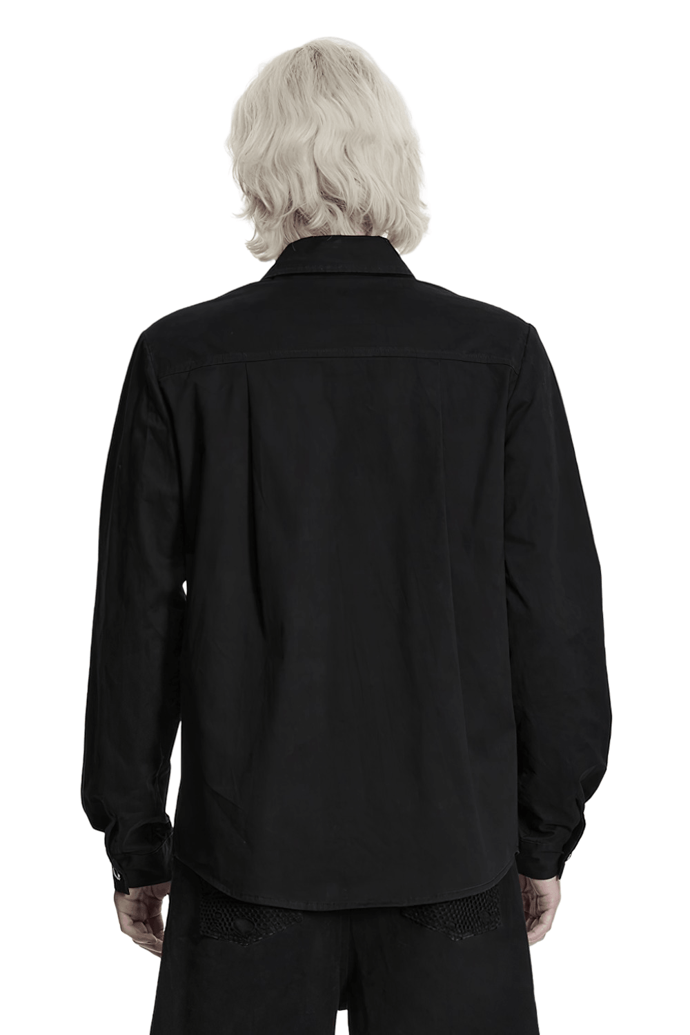 Men's Black Punk Workwear Shirt with Zip Pockets