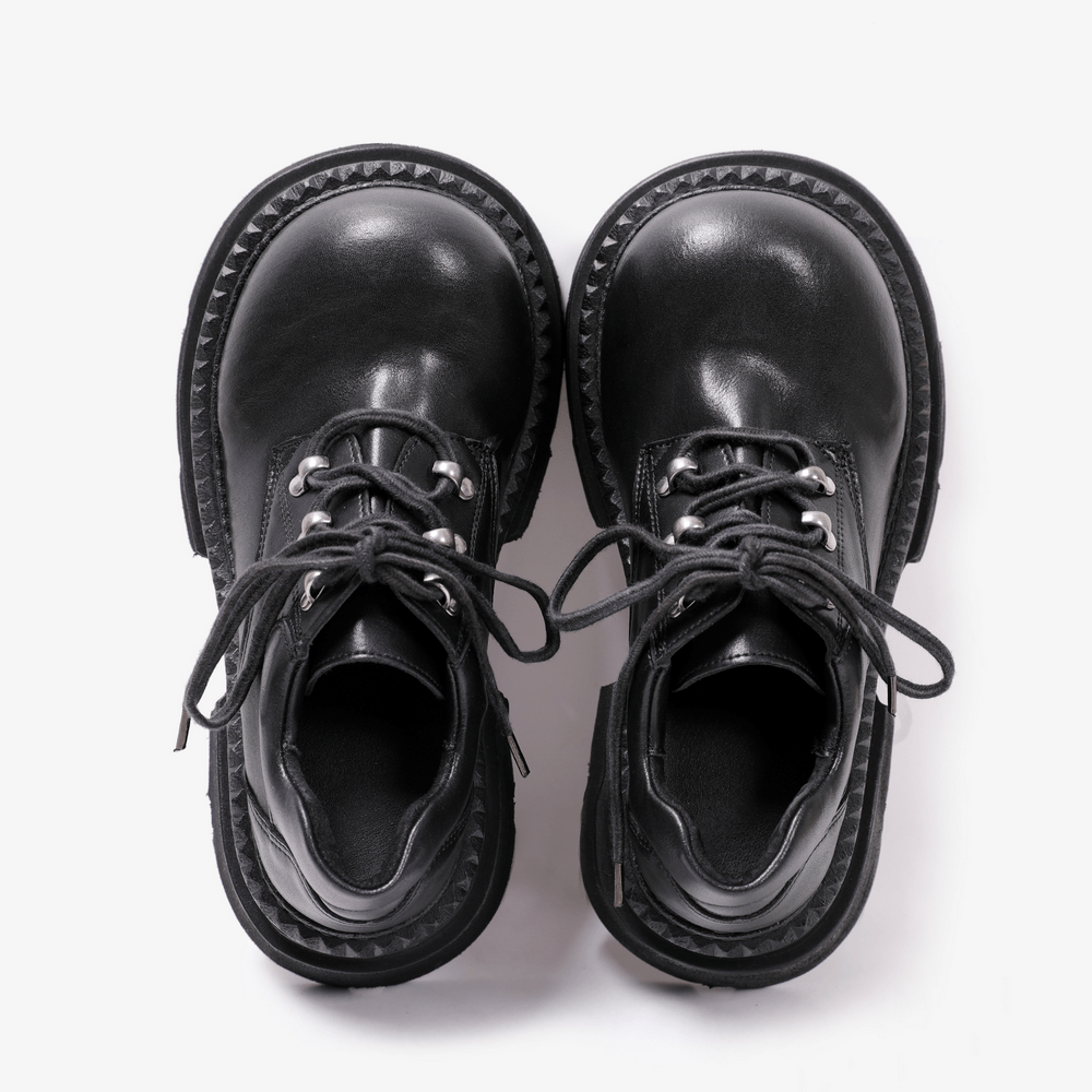Men's Black Rounded Toe Chunky Platform Derby Shoes