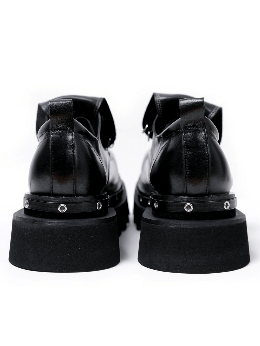 Men's Bold Leather Platform Shoes with Metal Rings