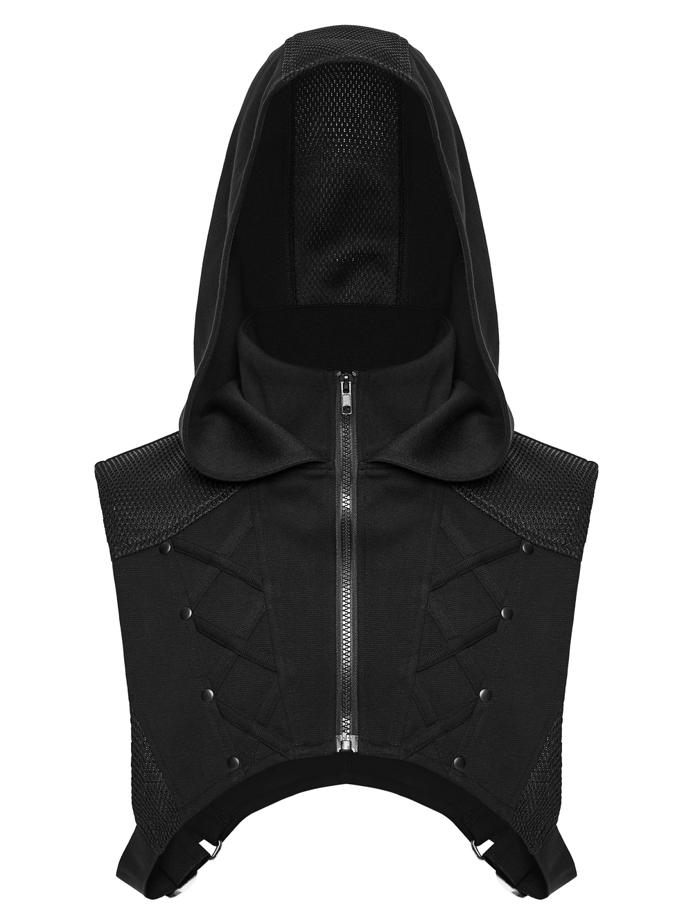 Men's Cyberpunk Hooded Mesh Vest with Spliced Panels