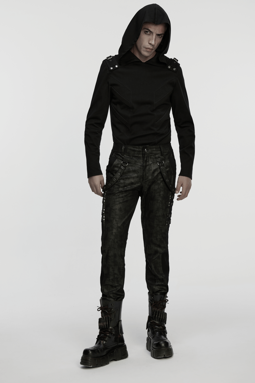 Men's Cyberpunk Hooded Top with 3D Panel Design