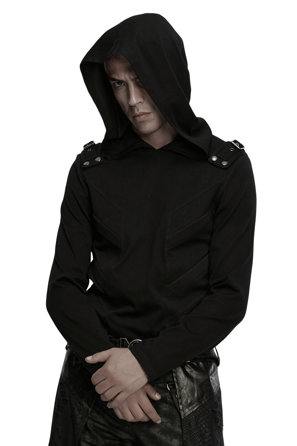 Men's Cyberpunk Hooded Top with 3D Panel Design