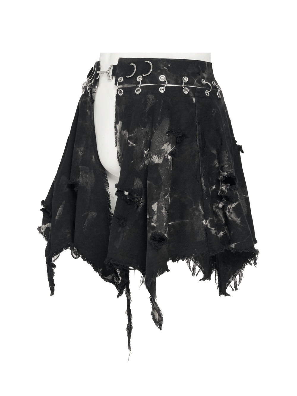 Men's Distressed Punk Waist Skirt With Asymmetrical Hem