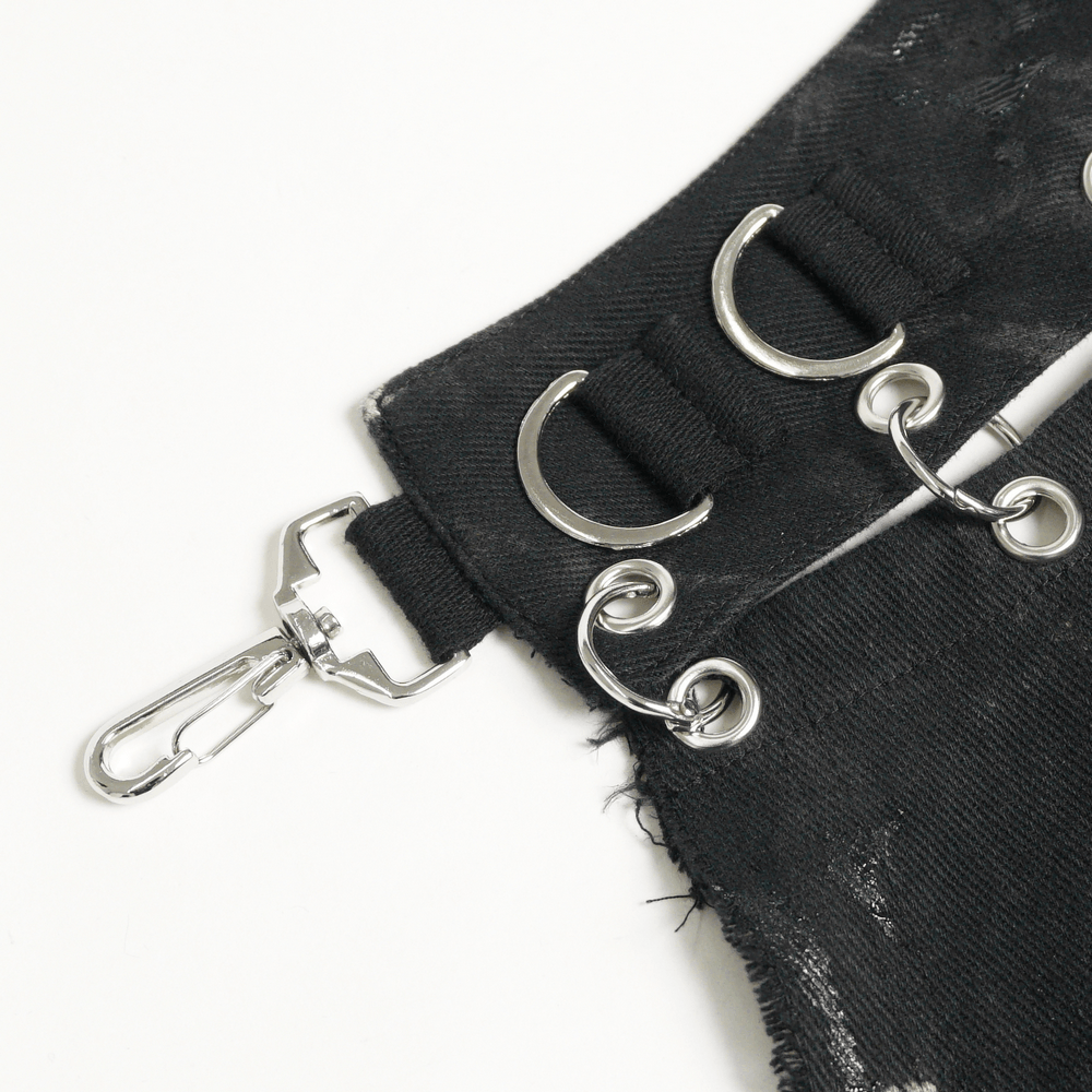 Men's Distressed Punk Waist Skirt With Asymmetrical Hem