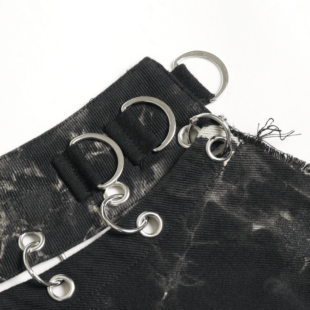 Men's Distressed Punk Waist Skirt With Asymmetrical Hem