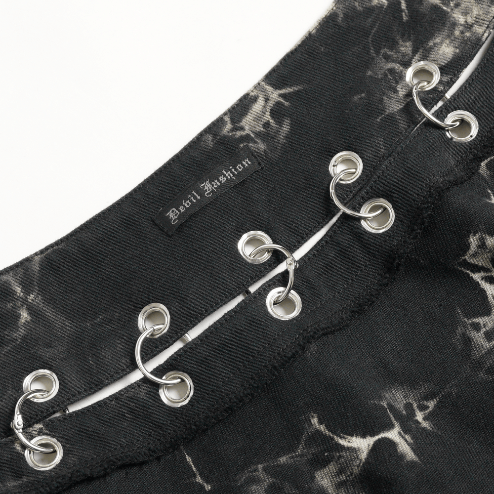 Men's Distressed Punk Waist Skirt With Asymmetrical Hem
