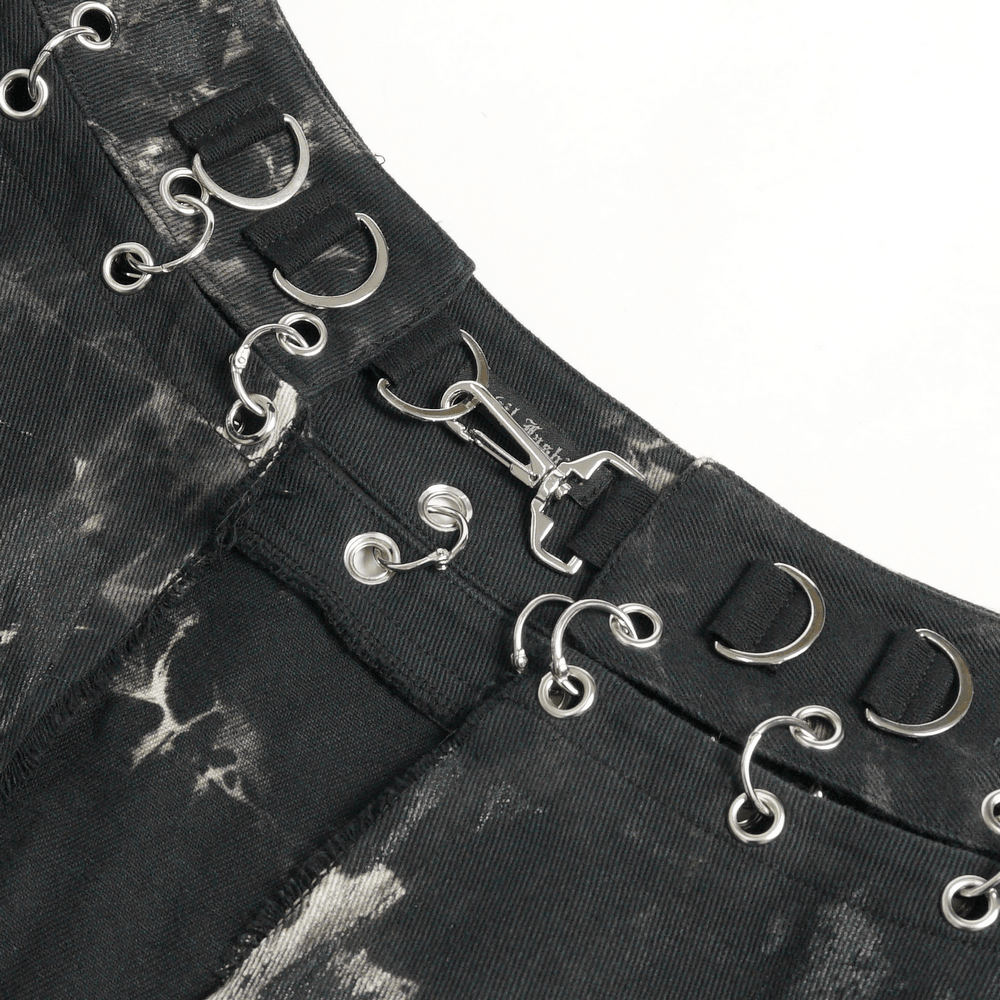 Men's Distressed Punk Waist Skirt With Asymmetrical Hem