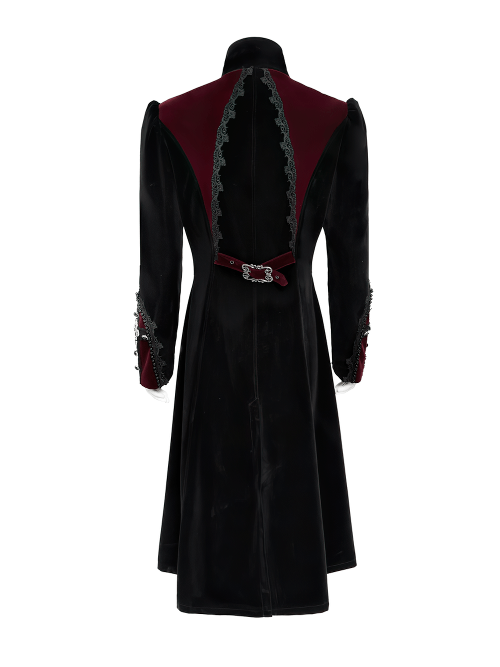 Men's Elegant Black Burgundy Gothic Velvet Tailcoat
