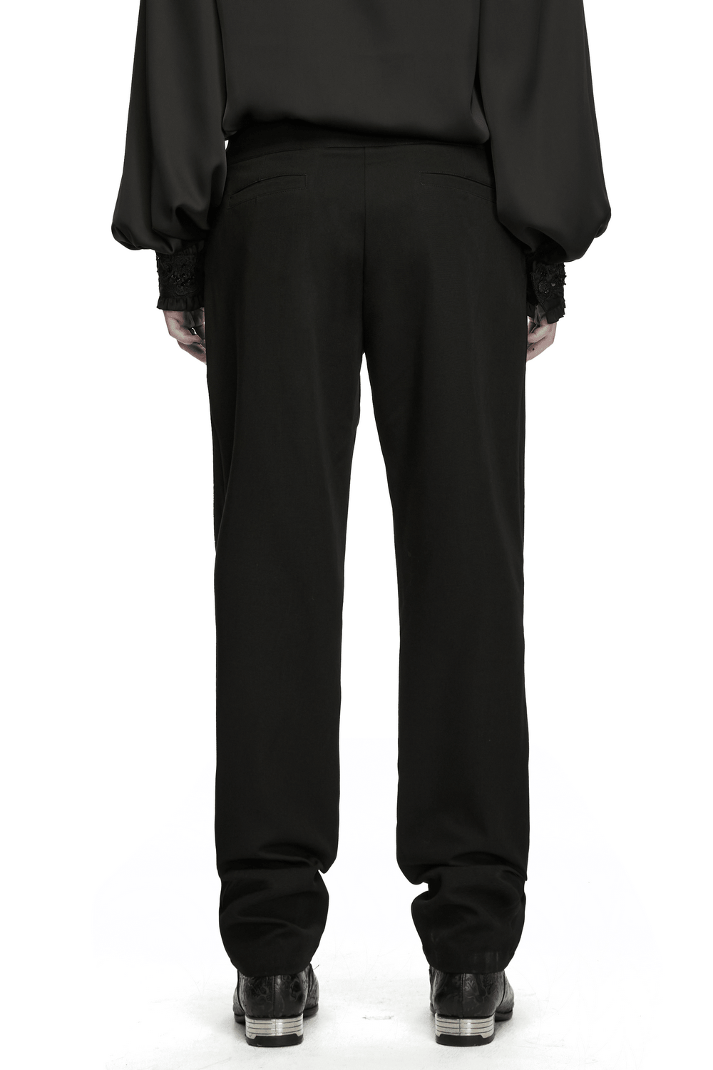 Men's Gothic Batwing Pleated Tapered Black Trousers