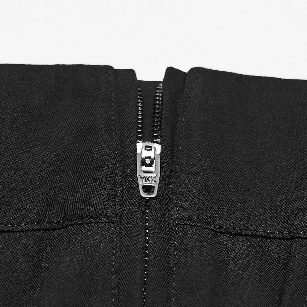 Men's Gothic Batwing Pleated Tapered Black Trousers
