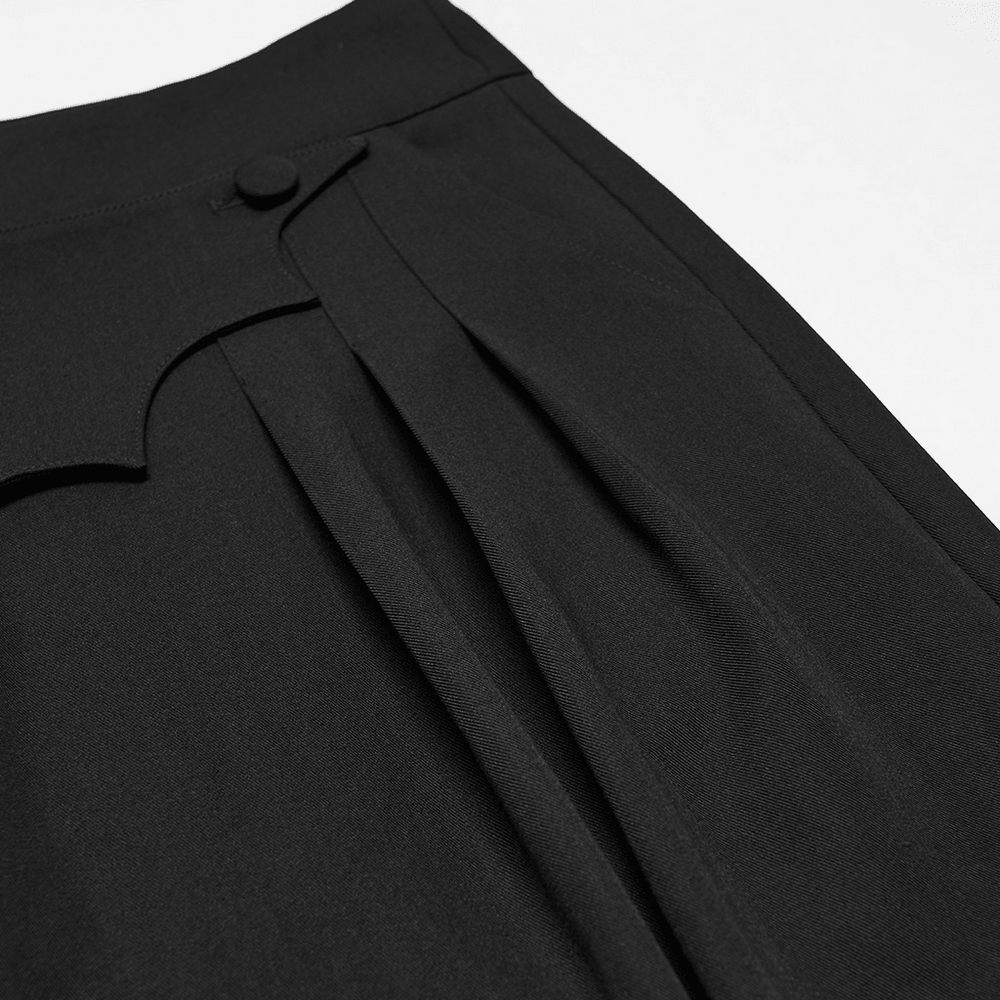 Men's Gothic Batwing Pleated Tapered Black Trousers
