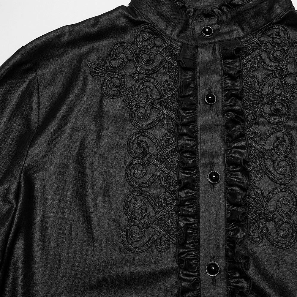 US SALE of Men's Gothic Chiffon Shirt with Ruffles and Lace