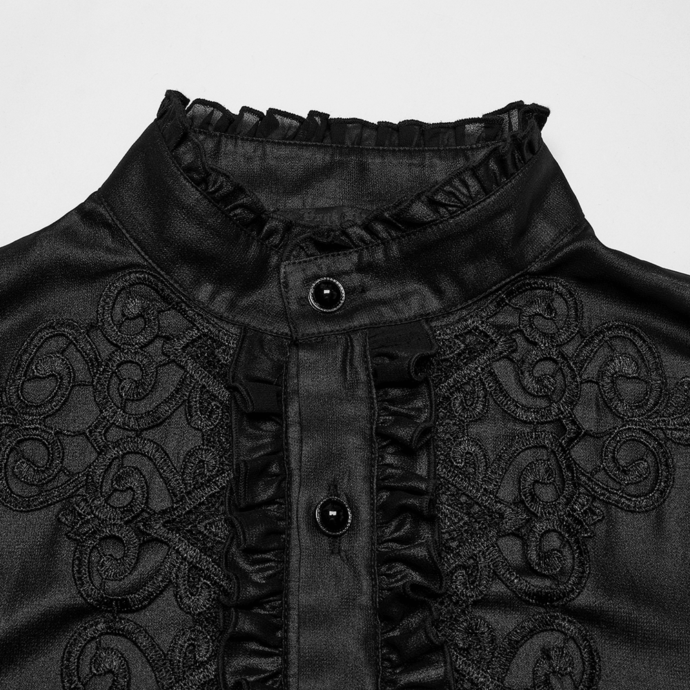 US SALE of Men's Gothic Chiffon Shirt with Ruffles and Lace